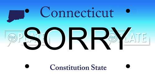 SORRY Connecticut License Plate