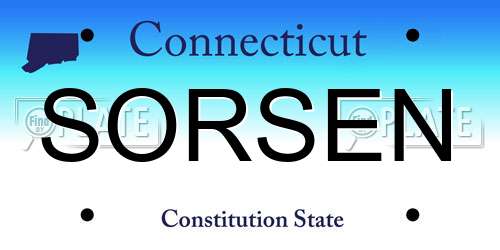 SORSEN Connecticut License Plate