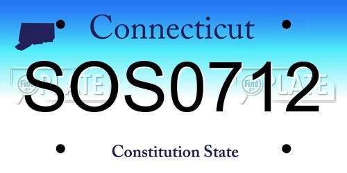 SOS0712 Connecticut License Plate