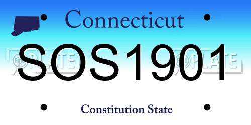 SOS1901 Connecticut License Plate