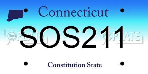 SOS211 Connecticut License Plate