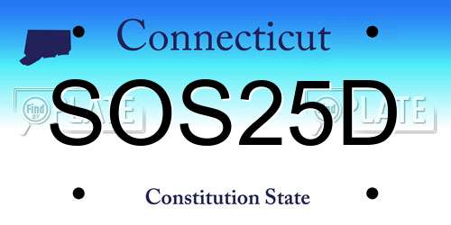 SOS25D Connecticut License Plate