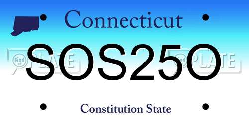 SOS25O Connecticut License Plate
