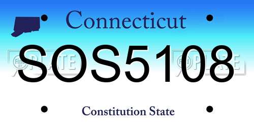 SOS5108 Connecticut License Plate