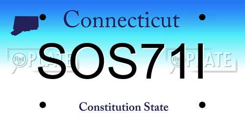 SOS71I Connecticut License Plate