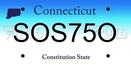 SOS75O Connecticut License Plate