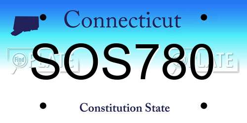 SOS780 Connecticut License Plate