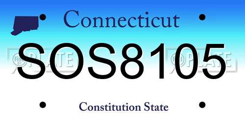 SOS8105 Connecticut License Plate