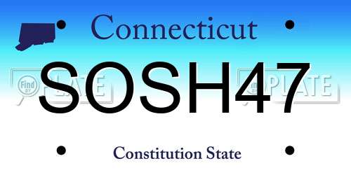 SOSH47 Connecticut License Plate