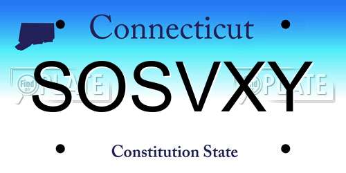 SOSVXY Connecticut License Plate