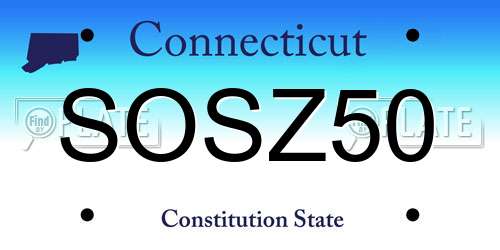 SOSZ50 Connecticut License Plate