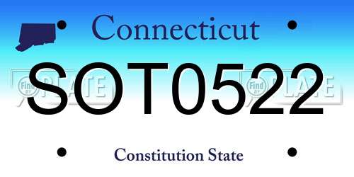 SOT0522 Connecticut License Plate