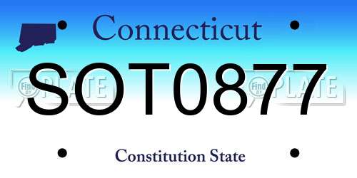 SOT0877 Connecticut License Plate