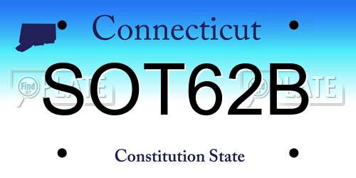 SOT62B Connecticut License Plate