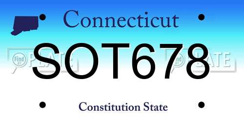 SOT678 Connecticut License Plate