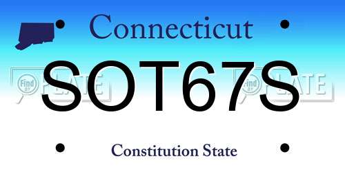 SOT67S Connecticut License Plate