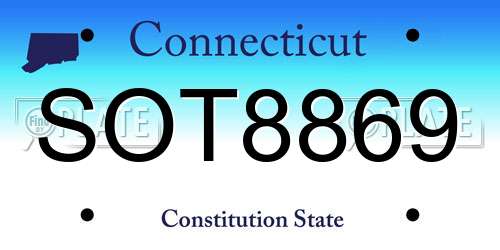 SOT8869 Connecticut License Plate