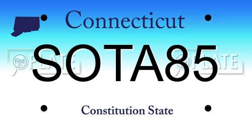 SOTA85 Connecticut License Plate