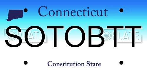 SOTOBTT Connecticut License Plate