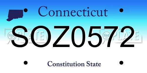 SOZ0572 Connecticut License Plate