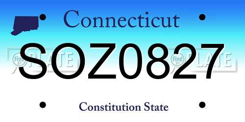 SOZ0827 Connecticut License Plate