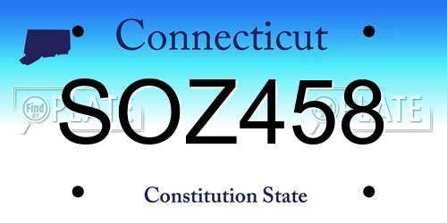 SOZ458 Connecticut License Plate