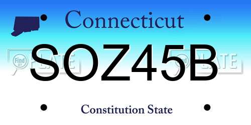 SOZ45B Connecticut License Plate