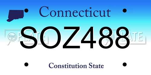 SOZ488 Connecticut License Plate