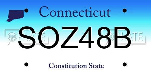 SOZ48B Connecticut License Plate