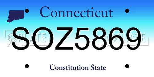 SOZ5869 Connecticut License Plate