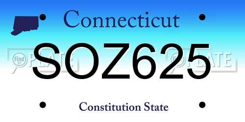 SOZ625 Connecticut License Plate