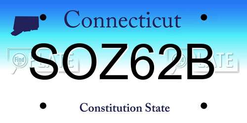SOZ62B Connecticut License Plate