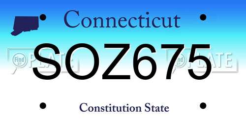 SOZ675 Connecticut License Plate