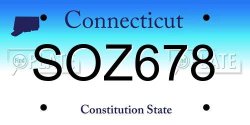 SOZ678 Connecticut License Plate