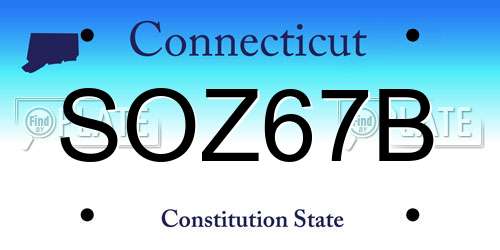 SOZ67B Connecticut License Plate