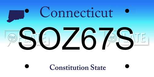 SOZ67S Connecticut License Plate