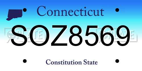 SOZ8569 Connecticut License Plate