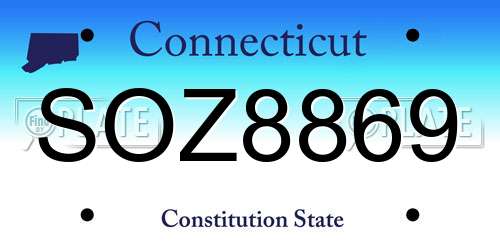 SOZ8869 Connecticut License Plate