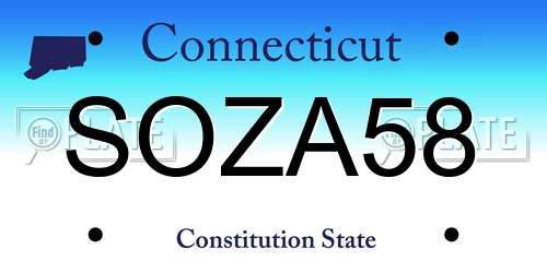 SOZA58 Connecticut License Plate