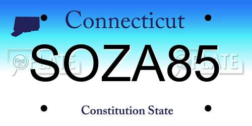 SOZA85 Connecticut License Plate