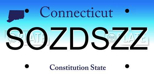 SOZDSZZ Connecticut License Plate