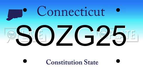 SOZG25 Connecticut License Plate
