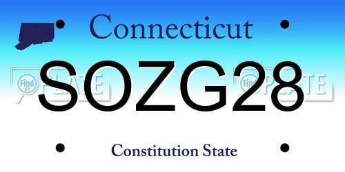 SOZG28 Connecticut License Plate