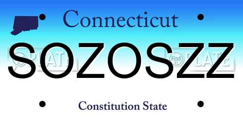 SOZOSZZ Connecticut License Plate