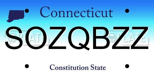 SOZQBZZ Connecticut License Plate