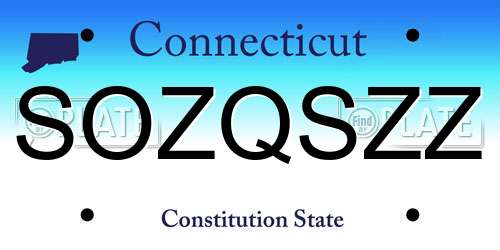 SOZQSZZ Connecticut License Plate