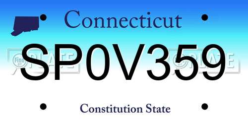 SP0V359 Connecticut License Plate