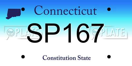 SP167 Connecticut License Plate