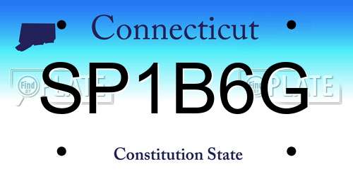 SP1B6G Connecticut License Plate
