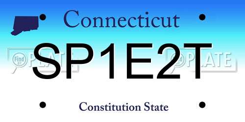 SP1E2T Connecticut License Plate